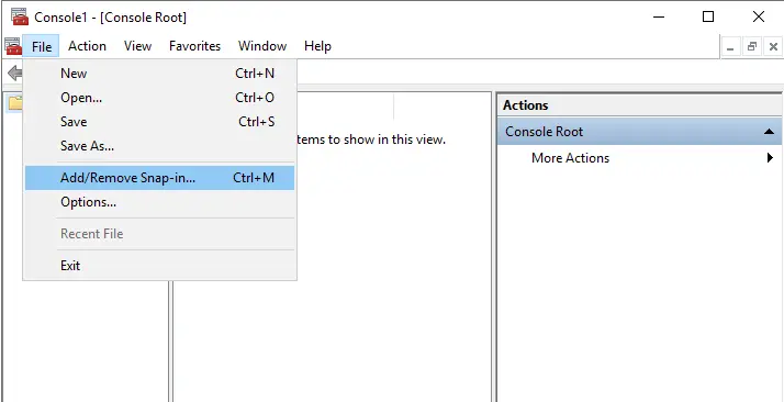 Console root add/remove snap in