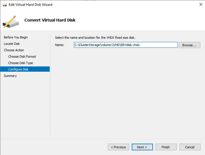 Convert VHD configure disk