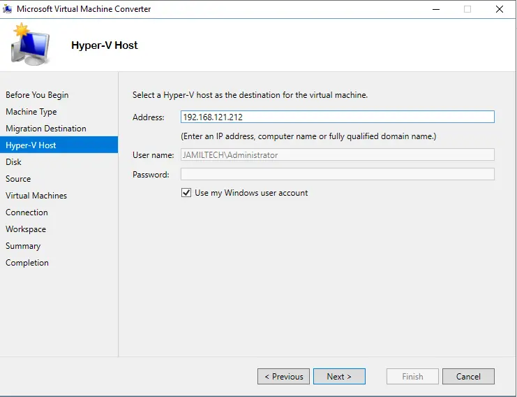 Convert VMware Hyper-V host