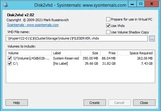 Convert physical server to virtual Hyper-V