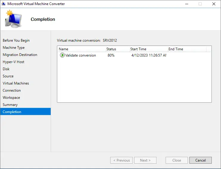 MVMC virtual machine completion