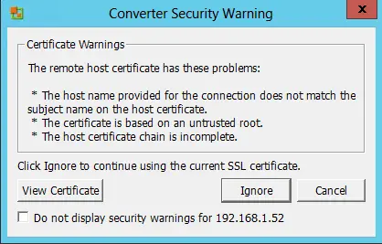 Converter security warnings