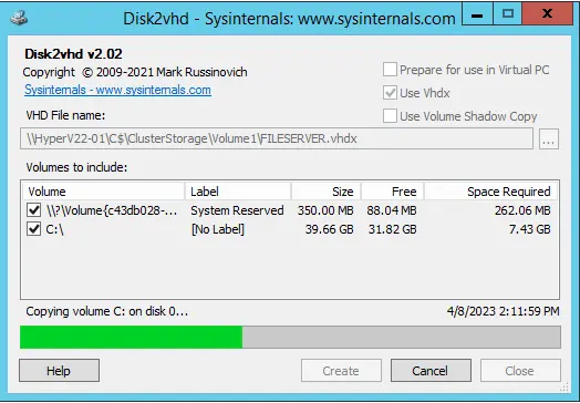 Converting physical server to virtual Hyper-V