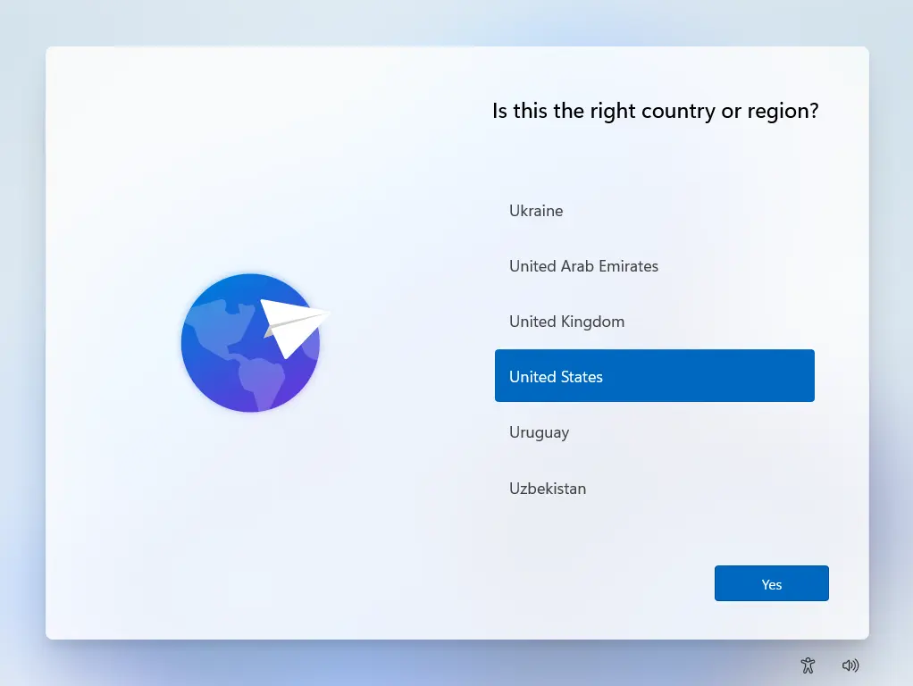 Country or region Windows 11