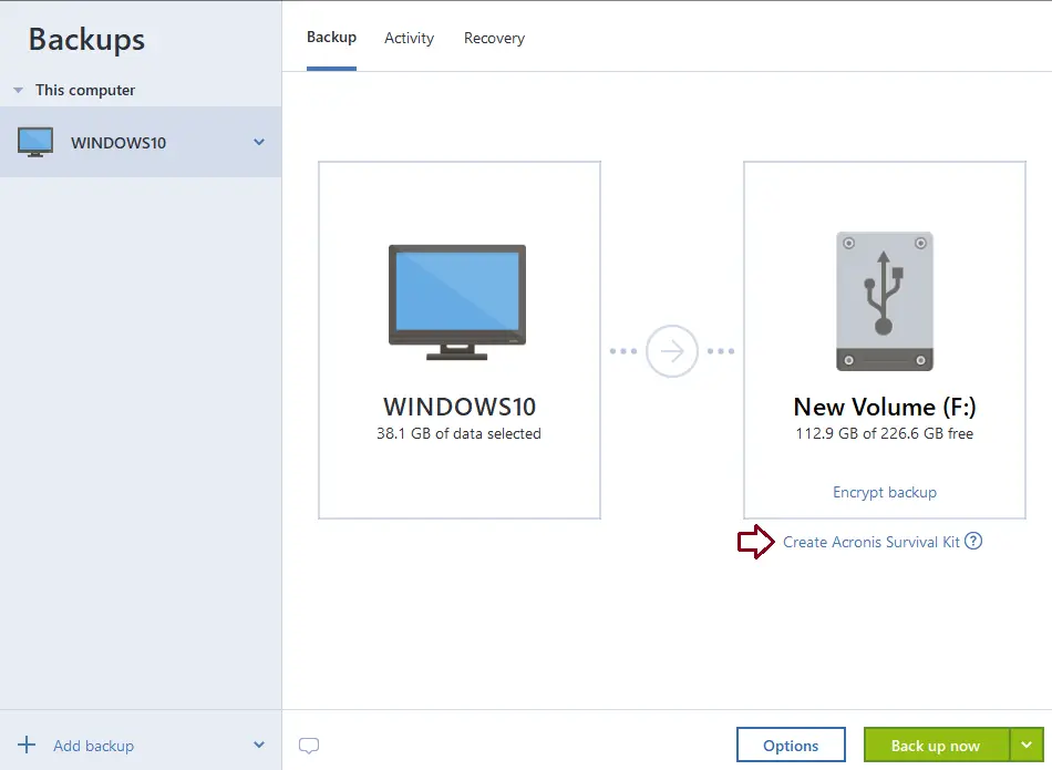 Create Acronis survival kit