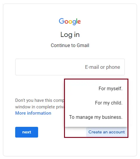 Create Gmail Account