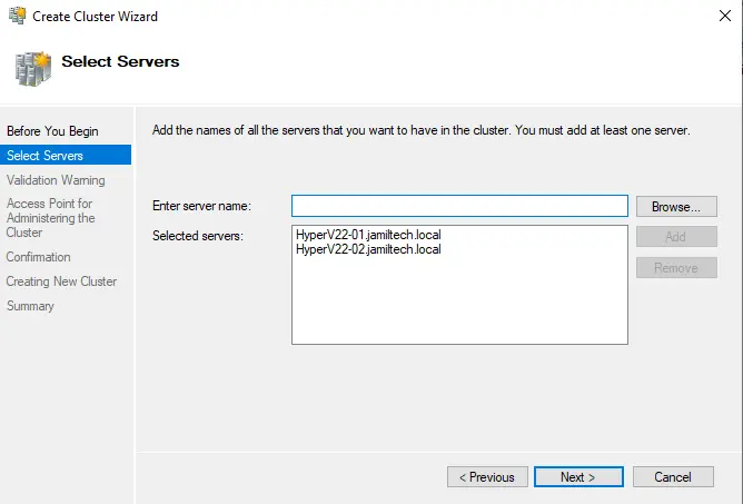 Create Hyper-V cluster