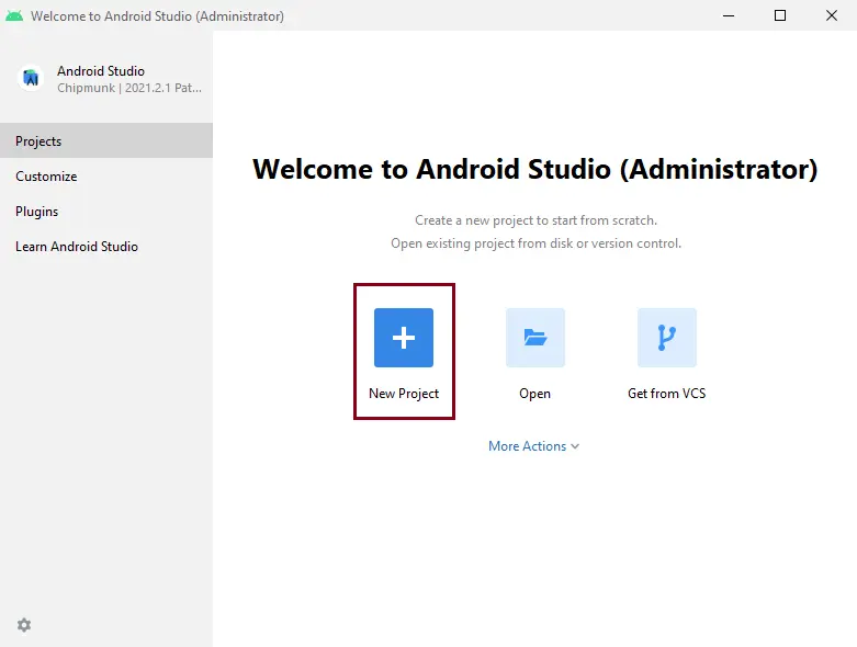 Create New Project in Android Studio