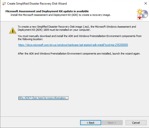 Create SDR install Microsoft ADK