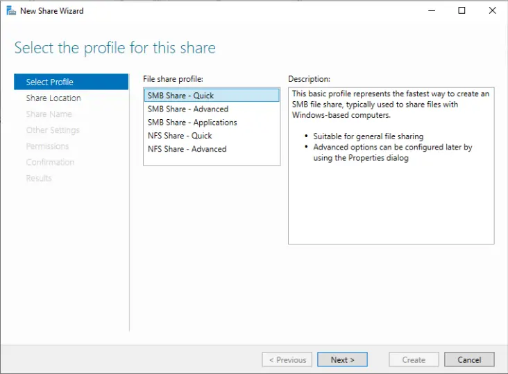 Create SMB shared - quick