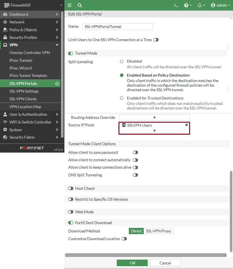 Create SSL VPN Portals