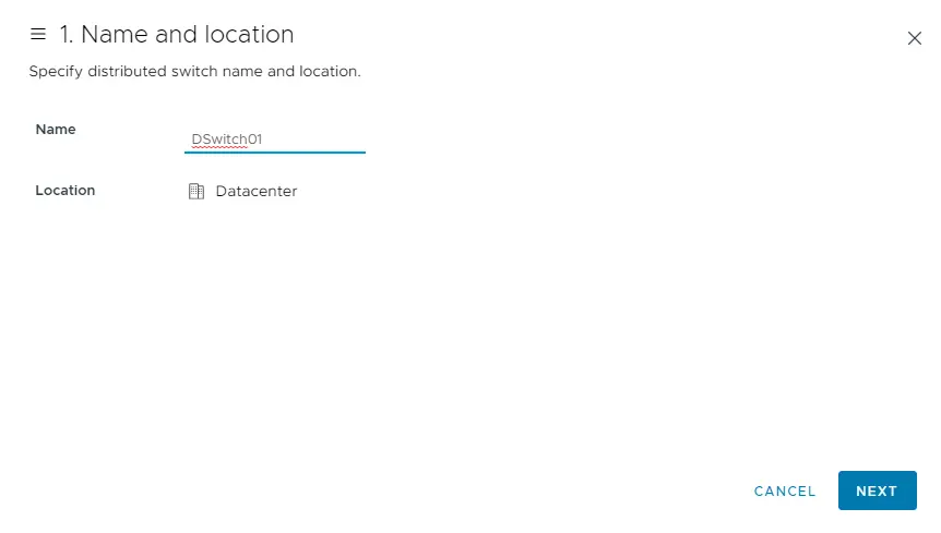 Create VMware distributed switch