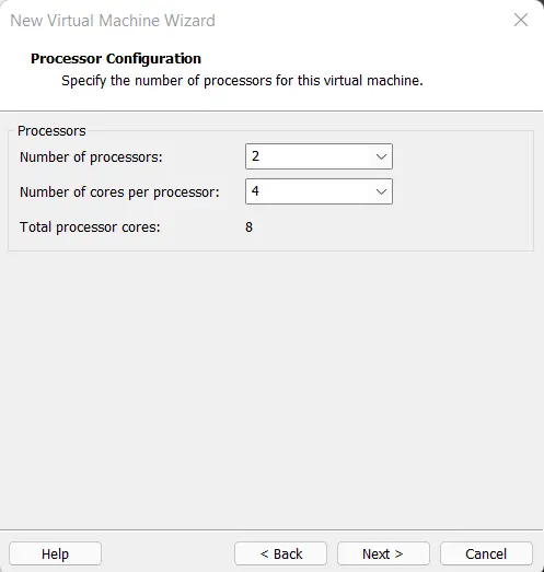 Create Virtual Machine processor configuration