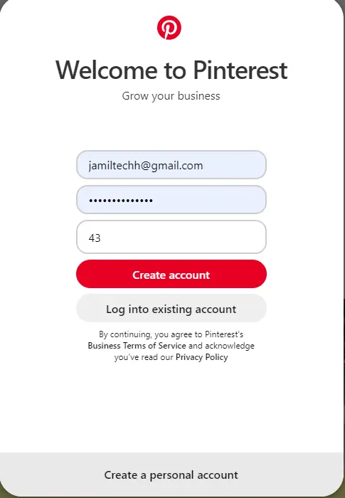 Create a Pinterest account