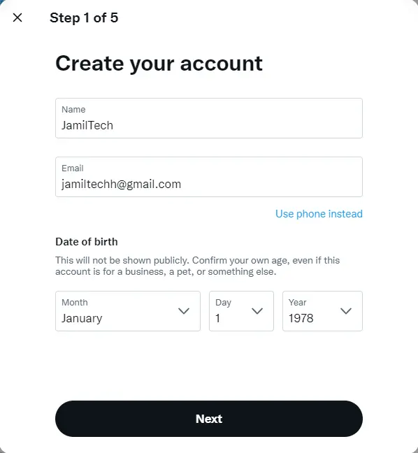 Create a Twitter account