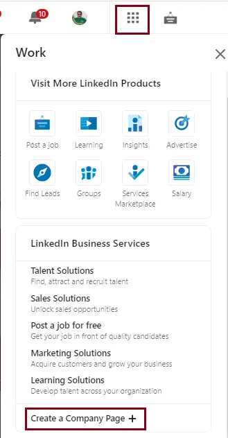 Create a company page on LinkedIn