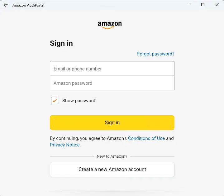 Create a new amazon account