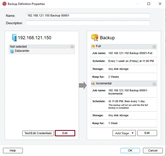 Create Backup to Disk Job Backup Exec