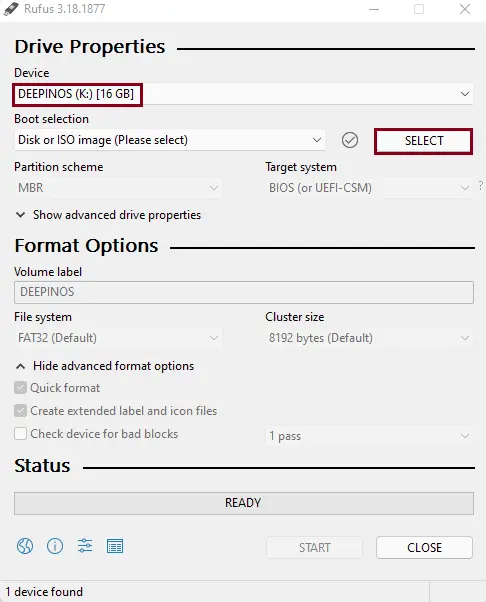 Create bootable USB rufu