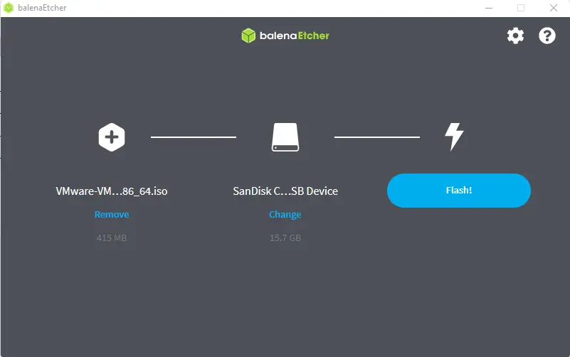 Create bootable VMware ESXi balenaEtcher