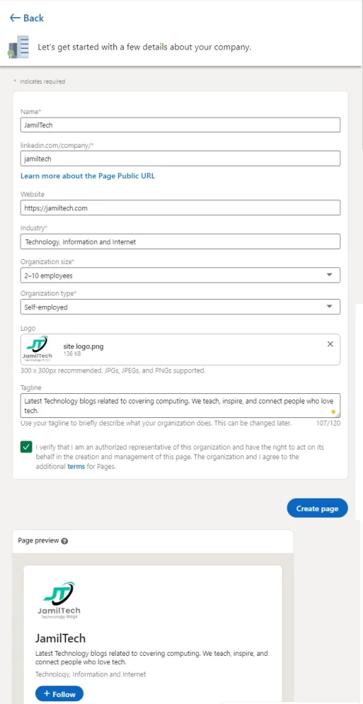 Create company page on LinkedIn
