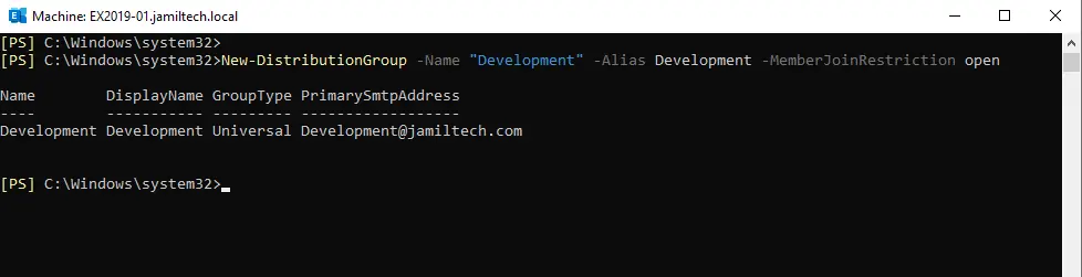 Create distribution group PowerShell