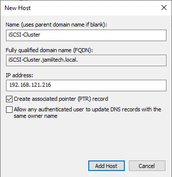 Create host record