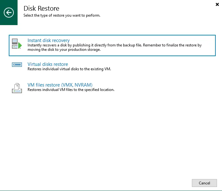 Create instant disk recovery