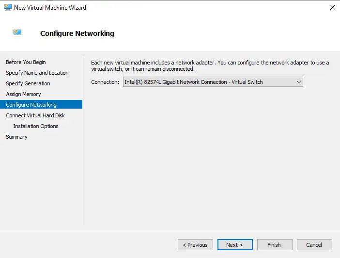 Create new VM configure networking
