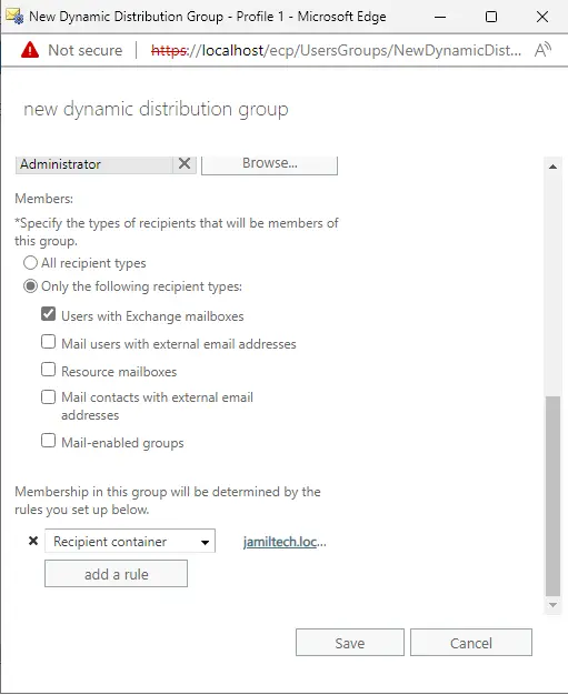 Create new dynamic distribution group