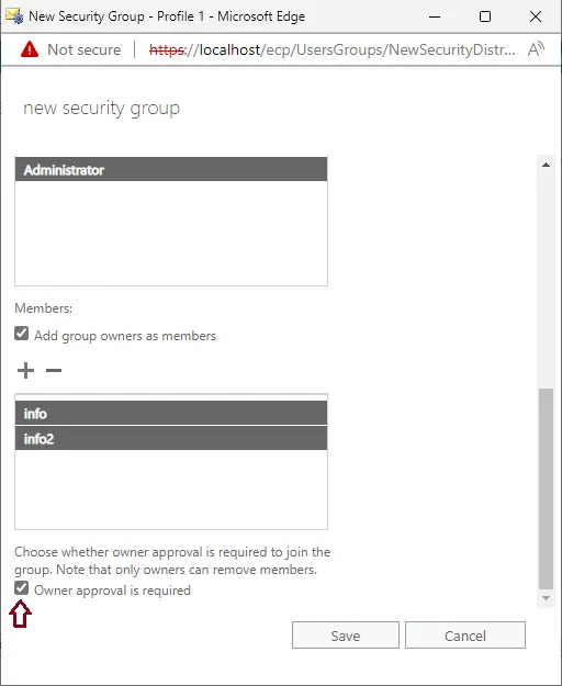 Create new security group in exchange