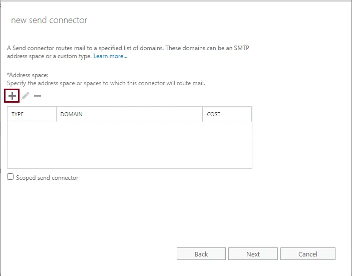 Create new send connector