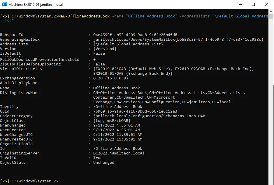 Create offline address book PowerShell