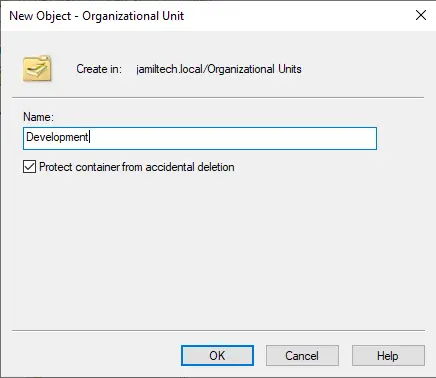 Create organizational unit in active directory