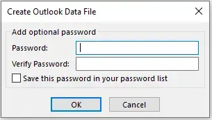 Create outlook data file password