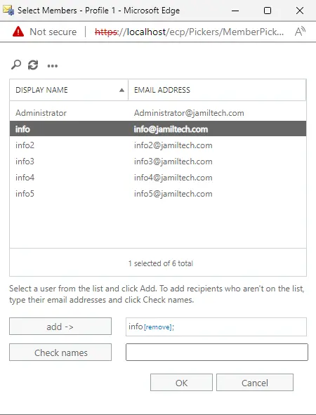 Create rule select user mailbox