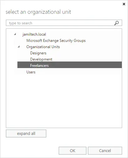 Create security group select OU