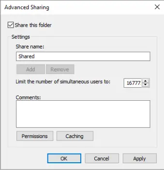 Create shared folder