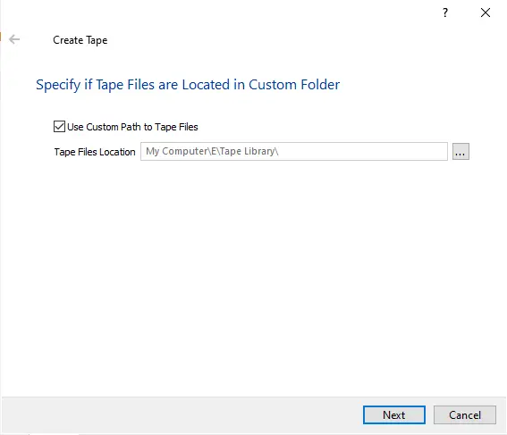 Create tape StarWind