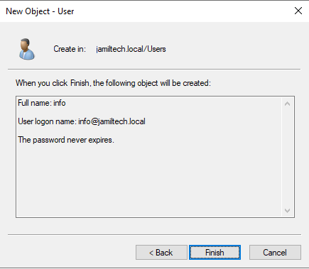 Create user in active directory