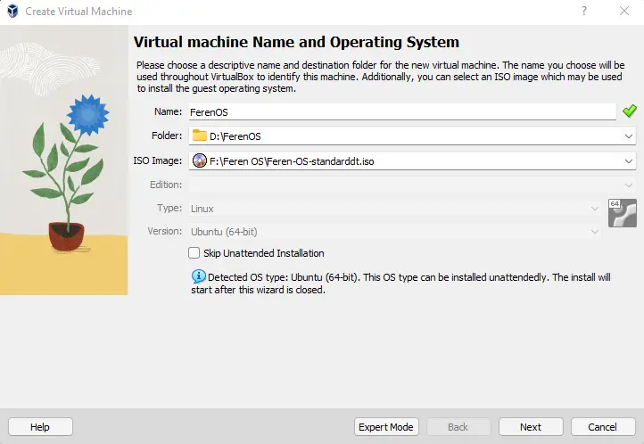 Create virtual machine and operating system
