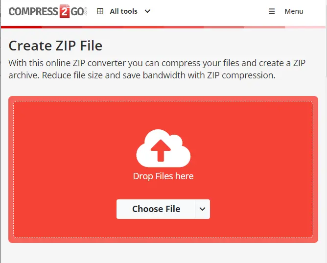 Create zip file compress 2 go