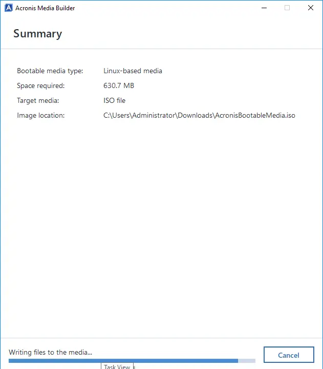 Creating Acronis bootable media