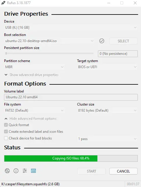 Creating Linux Bootable USB