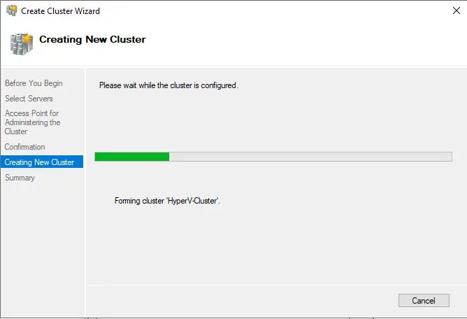 Creating new cluster Hyper-V