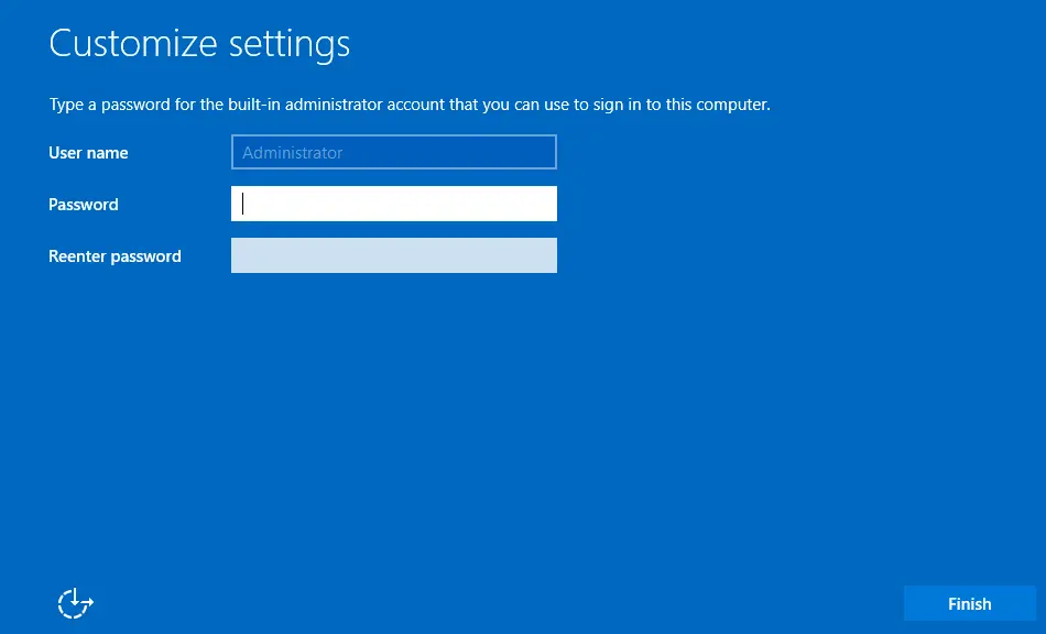 Customize settings server 2025 password