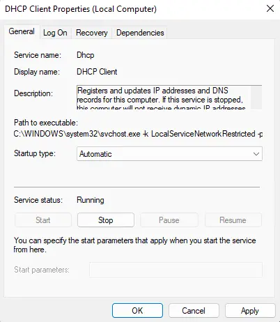 DHCP Client service