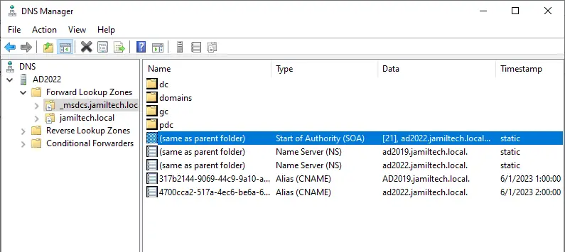 DNS manager msdcs