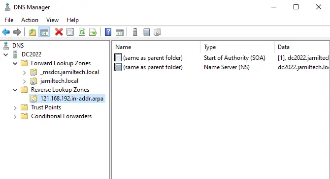 DNS manager reverse lookup zones