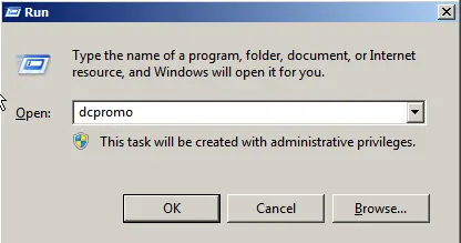Dcpromo run command